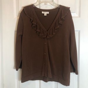 Coldwater Creek Ruffle Cardigan Sweater, 3/4 Sleeve Size M (10-12)